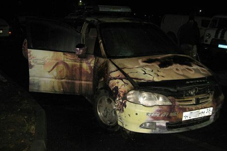 Хонда Odyssey сгорела ночью в Ангарске